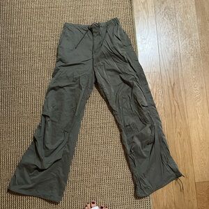 Womens Olive Green cargo parachute pant adjustable